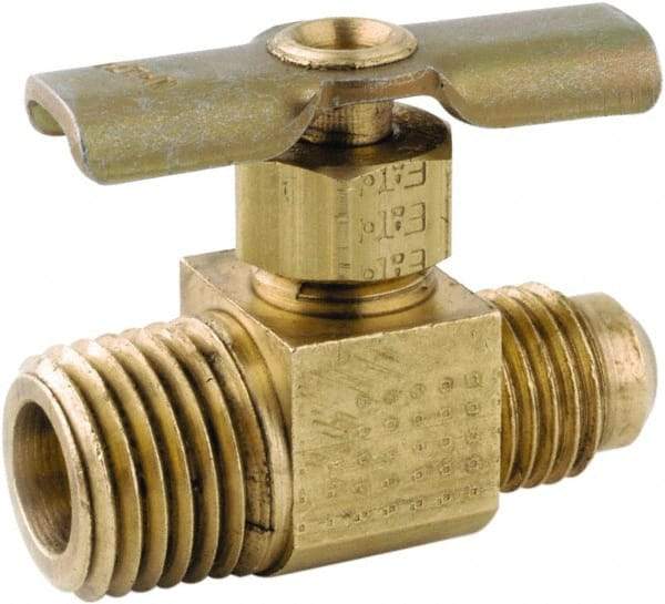 ANDERSON METALS - 1/4 x 1/4" Pipe, Inline Metal Seat Needle Valve - Brass Seal, FL x MIP Ends, Lead Free Brass Valve, 150 Max psi - All Tool & Supply