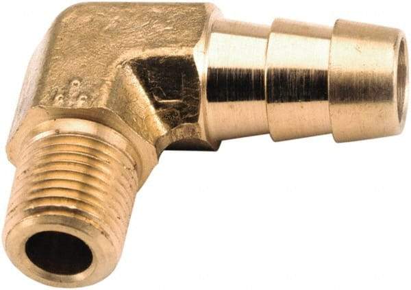 ANDERSON METALS - 1/2 NPT Thread Hose Barb x Male NPT 90° Elbow - 3/8" ID Hose, Lead Free Brass - All Tool & Supply