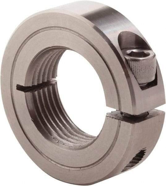 Climax Metal Products - 1-3/8-12 Thread, Stainless Steel, One Piece Threaded Shaft Collar - 2-1/4" Outside Diam, 9/16" Wide - All Tool & Supply