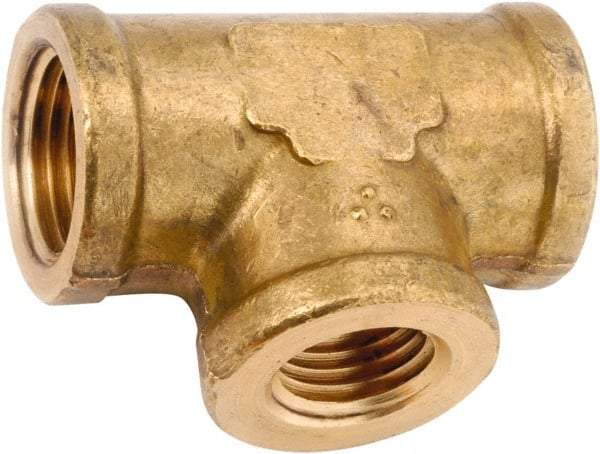 ANDERSON METALS - Class NSF, 3/8 x 3/8 x 1/4" Internal Pipe, Lead Free Brass Reducing Tee - NPT - All Tool & Supply