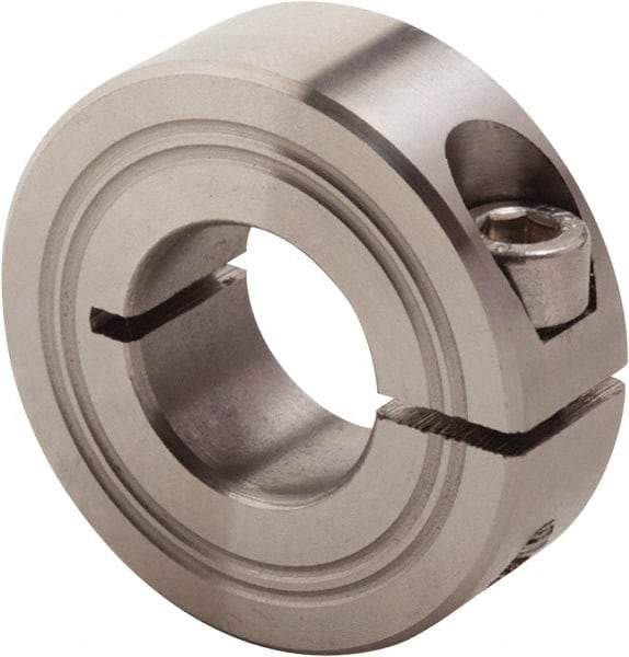 Climax Metal Products - 16mm Bore, Stainless Steel, One Piece Clamp Collar - 1-3/8" Outside Diam - All Tool & Supply