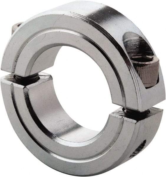 Climax Metal Products - 3/8" Bore, Steel, Two Piece Clamp Collar - 7/8" Outside Diam, 3/8" Wide - All Tool & Supply