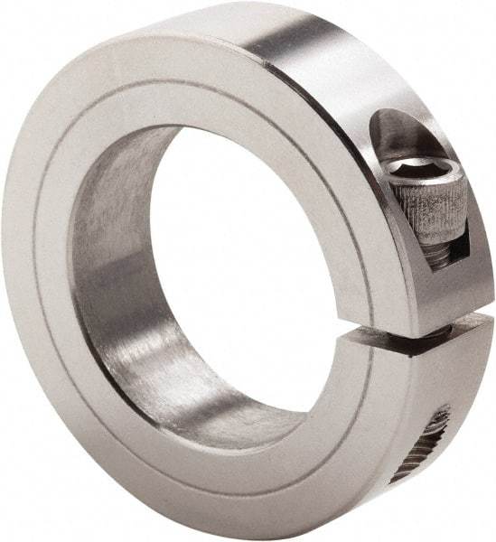 Climax Metal Products - 3-3/16" Bore, Stainless Steel, One Piece Clamp Collar - 4-1/2" Outside Diam, 7/8" Wide - All Tool & Supply