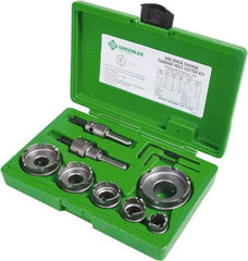 Greenlee - 11 Piece, 7/8 to 2-1/2" Cutter Diam, 0.187" Cutting Depth, Carbide Annular Cutter Set - Oxide Finish - All Tool & Supply