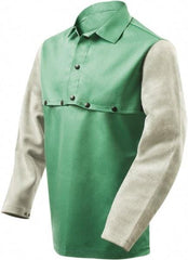 Steiner - Size 3XL, 19" Long, Flame Resistant, Cape Sleeves & Bib - Cotton & Leather, 9 oz, Green & Gray - All Tool & Supply