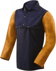 Steiner - Size 3XL, 19" Long, Flame Resistant, Cape Sleeves & Bib - Cotton & Leather, 9 oz, Blue - All Tool & Supply