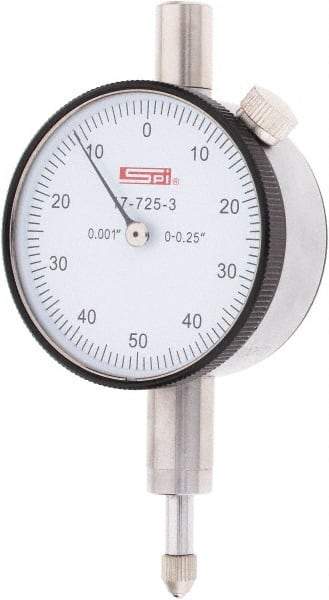 SPI - 1/4" Range, 0-50-0 Dial Reading, 0.001" Graduation Dial Drop Indicator - 1.61" Dial, 0.1" Range per Revolution - All Tool & Supply