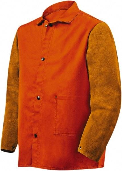 Steiner - Size 3XL Flame Resistant/Retardant Jacket - Orange, Rust, Cotton & Leather, Snaps Closure - All Tool & Supply