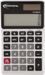 innovera - 12-Digit LCD 4 Function Handheld Calculator - 14mm Display Size, Silver & Black, Solar & Battery Powered - All Tool & Supply