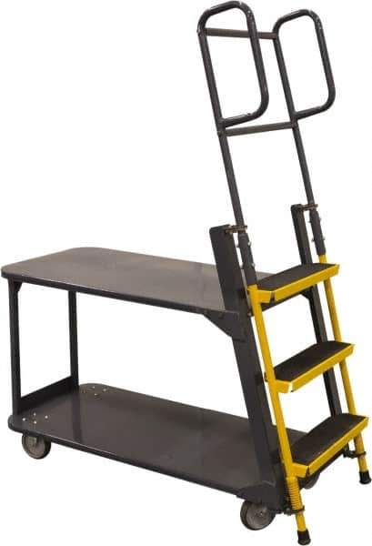 Ballymore - 63" 3 Step Ladder/Cart - Merchandise Ladder Cart, 1,000 Lb Capacity, 28" Platform Height, 21" Base Width x 51" Base Depth, Abrasive Mat Tread - All Tool & Supply