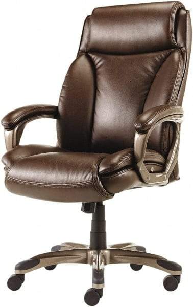 ALERA - 47" High Executive High Back Leather Chair - 27" Wide x 30-3/8" Deep, Leather Seat, Brown - All Tool & Supply