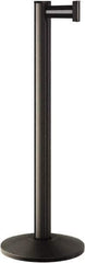 Lavi Industries - 40" High, 2-3/4" Pole Diam, Stanchion - 14" Base Diam, Dome Cast Iron Base, Black Aluminum Post, 7' x 2" Tape, Single Line Tape - All Tool & Supply