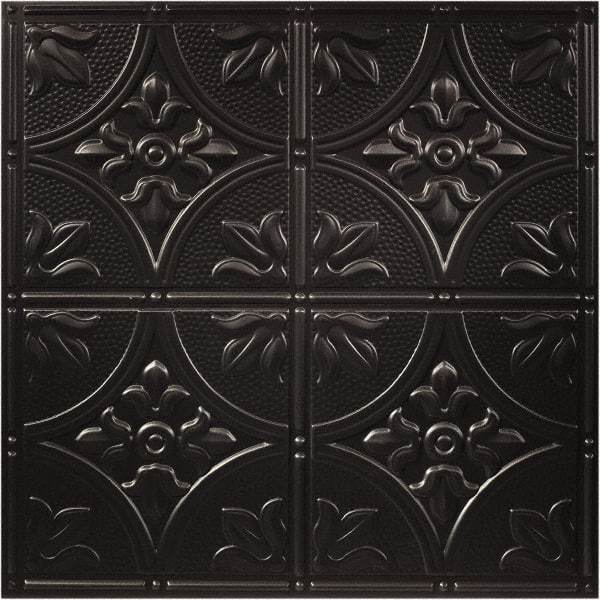 Genesis - 23-3/4" Long x 23-3/4" Wide x 0.11" Thick, Vinyl Ceiling Tile - ASTM E-84 Specification, Black - All Tool & Supply