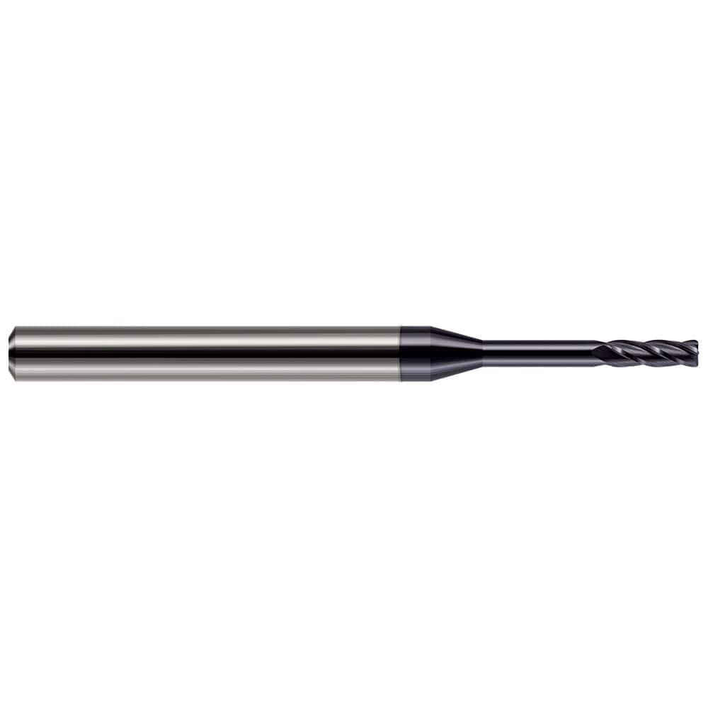 Corner Radius End Mill: 0.093″ Dia, 0.279″ LOC, 0.03″ Radius, 4 Flutes, Solid Carbide 2″ OAL, 1″ Shank Dia, Helix, AlTiN Coated, Corner Radius End, Centercutting