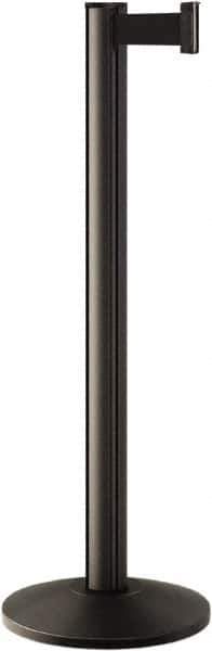 Lavi Industries - 40" High, 2-3/4" Pole Diam, Stanchion - 14" Base Diam, Dome Cast Iron Base, Polished Chrome (Color) Aluminum Post, 7' x 2" Tape, Single Line Tape - All Tool & Supply