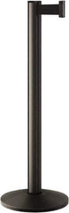 Lavi Industries - 40" High, 2-3/4" Pole Diam, Stanchion - 14" Base Diam, Dome Cast Iron Base, Polished Chrome (Color) Aluminum Post, 7' x 2" Tape, Single Line Tape - All Tool & Supply