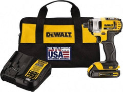 DeWALT - 20 Volt, 1/4" Drive, 117 Ft/Lb Torque, Cordless Impact Driver - Mid-Handle, 2800 RPM, 1 Lithium-Ion Battery Included - All Tool & Supply