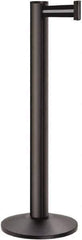 Lavi Industries - 40" High, 2-3/4" Pole Diam, Stanchion - 14" Base Diam, Dome Cast Iron Base, Black Aluminum Post, 13' x 2" Tape, Single Line Tape - All Tool & Supply