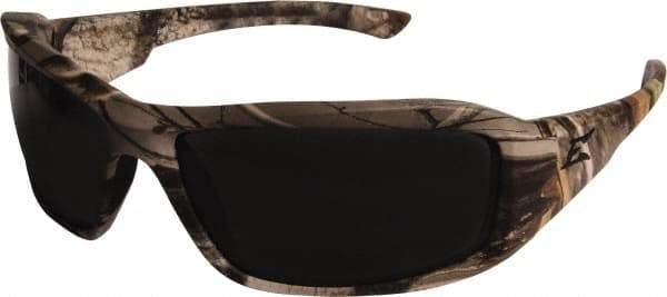 Edge Eyewear - Smoke Lenses, Framed Safety Glasses - Scratch Resistant, Forest Camo Nylon Frame, Size Universal, Wrap Around - All Tool & Supply