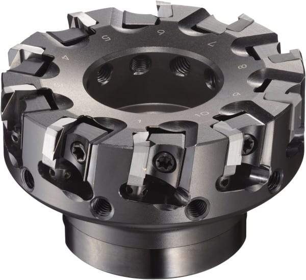 Sumitomo - 125mm Cut Diam, 9.5mm Arbor Hole, 50mm Max Depth of Cut, 90° Indexable Chamfer & Angle Face Mill - 10 Inserts, NF-LDEN Insert, Right Hand Cut, 10 Flutes, Through Coolant, Series HF - All Tool & Supply