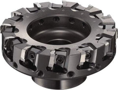 Sumitomo - 125mm Cut Diam, 15.9mm Arbor Hole, 63mm Max Depth of Cut, 90° Indexable Chamfer & Angle Face Mill - 15 Inserts, NF-LDEN Insert, Right Hand Cut, 15 Flutes, Through Coolant, Series HF - All Tool & Supply