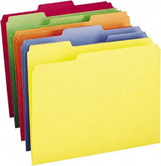 SMEAD - 8-1/2 x 11", Letter Size, Assorted Colors, File Folders with Top Tab - 11 Point Stock, 1/3 Tab Cut Location - All Tool & Supply