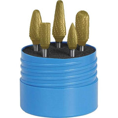 SGS Pro - 5 Piece, 1/4" Shank Burr Set - Tungsten Carbide, Multiple Head Shape - All Tool & Supply