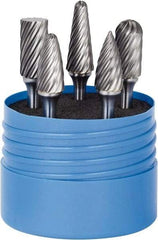 SGS Pro - 5 Piece, 1/4" Shank Burr Set - Tungsten Carbide, Multiple Head Shape - All Tool & Supply