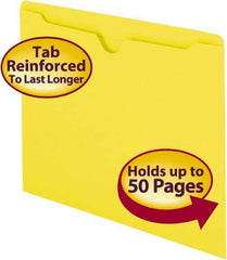 SMEAD - 8-1/2 x 11", Letter Size, Yellow, Colored Folders with Double-Ply Tabs - 11 Point Stock, Straight Tab Cut Location - All Tool & Supply