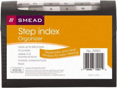 SMEAD - 8-1/2 x 11", Letter Size, Black, A-Z Indexed Expanding Files - 1/6 Tab Cut Location - All Tool & Supply