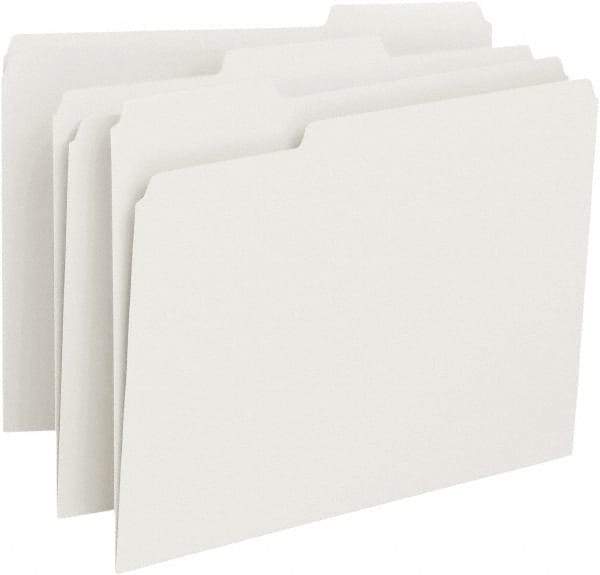 SMEAD - 8-1/2 x 11", Letter Size, White, File Folders with Top Tab - 11 Point Stock, 1/3 Tab Cut Location - All Tool & Supply