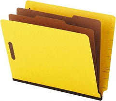 Universal One - 8-1/2 x 11", Letter Size, Yellow, Classification Folders with End Tab Fastener - 25 Point Stock, Straight Tab Cut Location - All Tool & Supply