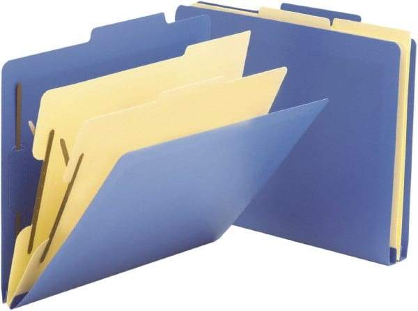 SMEAD - 8-1/2 x 11", Letter Size, Blue, Classification Folders with Top Tab Fastener - Right of Center Tab Cut Location - All Tool & Supply