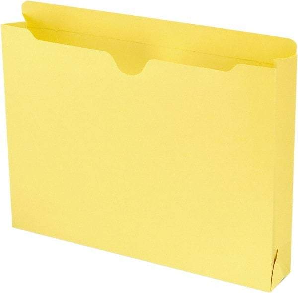 SMEAD - 8-1/2 x 11", Letter Size, Yellow, Colored Folders with Double-Ply Tabs - 11 Point Stock, Straight Tab Cut Location - All Tool & Supply