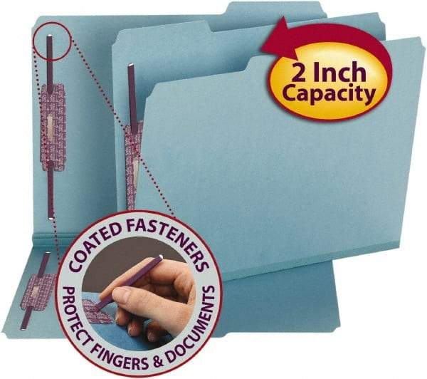 SMEAD - 8-1/2 x 11", Letter Size, Blue, File Folders with Top Tab - 23 Point Stock, 1/3 Tab Cut Location - All Tool & Supply