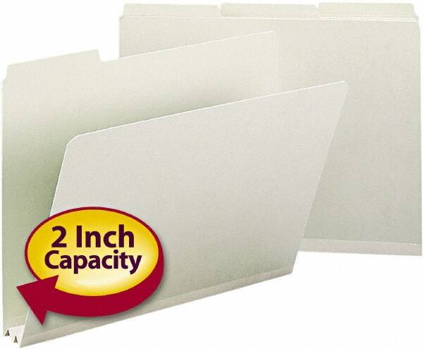 SMEAD - 8-1/2 x 11", Letter Size, Gray/Green, File Folders with Top Tab - 25 Point Stock, 1/3 Tab Cut Location - All Tool & Supply