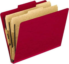 Pendaflex - 8-1/2 x 11", Letter Size, Scarlet, Classification Folders with Top Tab Fastener - 20 Point Stock, Right of Center Tab Cut Location - All Tool & Supply