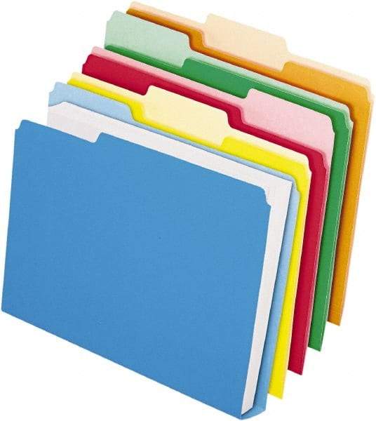 Pendaflex - 8-1/2 x 11", Letter Size, Assorted Colors, File Folders with Top Tab - 11 Point Stock, 1/3 Tab Cut Location - All Tool & Supply