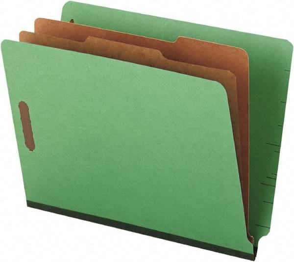 UNIVERSAL - 8-1/2 x 11", Letter Size, Green, Classification Folders with End Tab Fastener - 25 Point Stock, Straight Tab Cut Location - All Tool & Supply