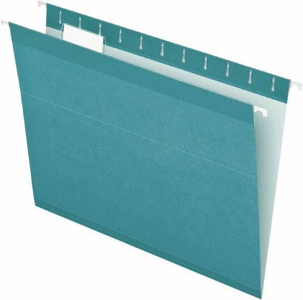 Pendaflex - 8-1/2 x 11", Letter Size, Aqua, Hanging File Folder - 11 Point Stock, 1/5 Tab Cut Location - All Tool & Supply