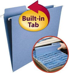 SMEAD - 8-1/2 x 11", Letter Size, Blue, Hanging File Folder - 11 Point Stock, 1/3 Tab Cut Location - All Tool & Supply