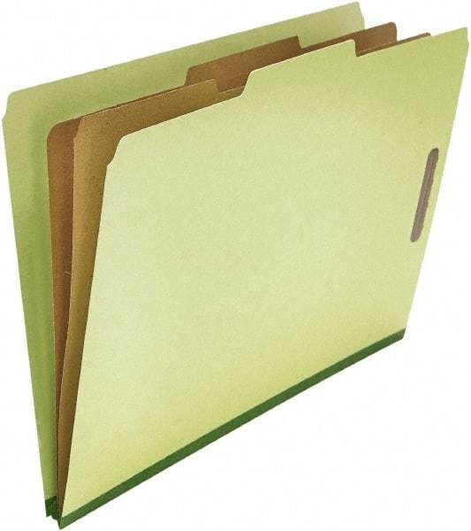 UNIVERSAL - 8-1/2 x 14", Legal, Green, Classification Folders with Top Tab Fastener - 25 Point Stock, Right of Center Tab Cut Location - All Tool & Supply