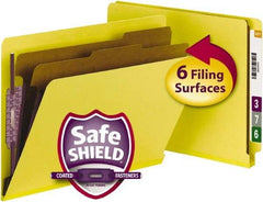 SMEAD - 8-1/2 x 11", Letter Size, Yellow, Classification Folders with End Tab Fastener - 23 Point Stock, Straight Tab Cut Location - All Tool & Supply