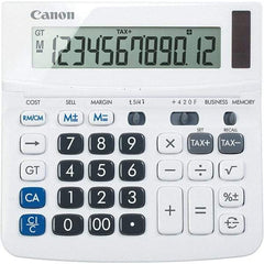 Canon - 12-Digit LCD 12 Function Portable Calculator - 6-1/2 x 6 x 1-1/4 Display Size, White, Solar & Battery Powered - All Tool & Supply