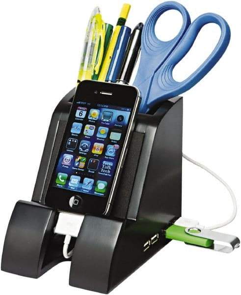 Victor - Black Smart Charge Pencil Cup with USB Charging Hub - Use with Mini USB & USB Powered Devices - All Tool & Supply