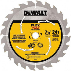 DeWALT - 7-1/4" Diam, 15.88mm Arbor Hole Diam, 24 Tooth Wet & Dry Cut Saw Blade - Steel, Smooth Action, Standard Round Arbor - All Tool & Supply