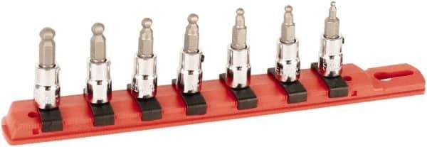 Wiha - 7 Piece 1/4" Drive Inch Ball Hex Bit Socket Set - 3/32 to 1/4" Hex - All Tool & Supply