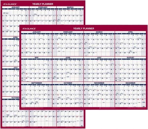 AT-A-GLANCE - 1 Sheet, 24 x 36", Wall Calendar - Blue & Red - All Tool & Supply