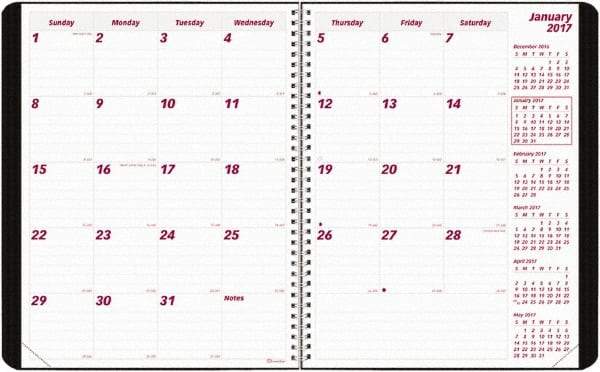 Brownline - 12 Sheet, 8-1/2 x 11", Monthly Planner - Black - All Tool & Supply