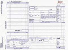 REDIFORM - 50 Sheet, 8-1/2 x 11", Auto Repair Form - White & Blue - All Tool & Supply